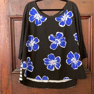 Lane Bryant Mixed Media Back Zipper Top 22/24